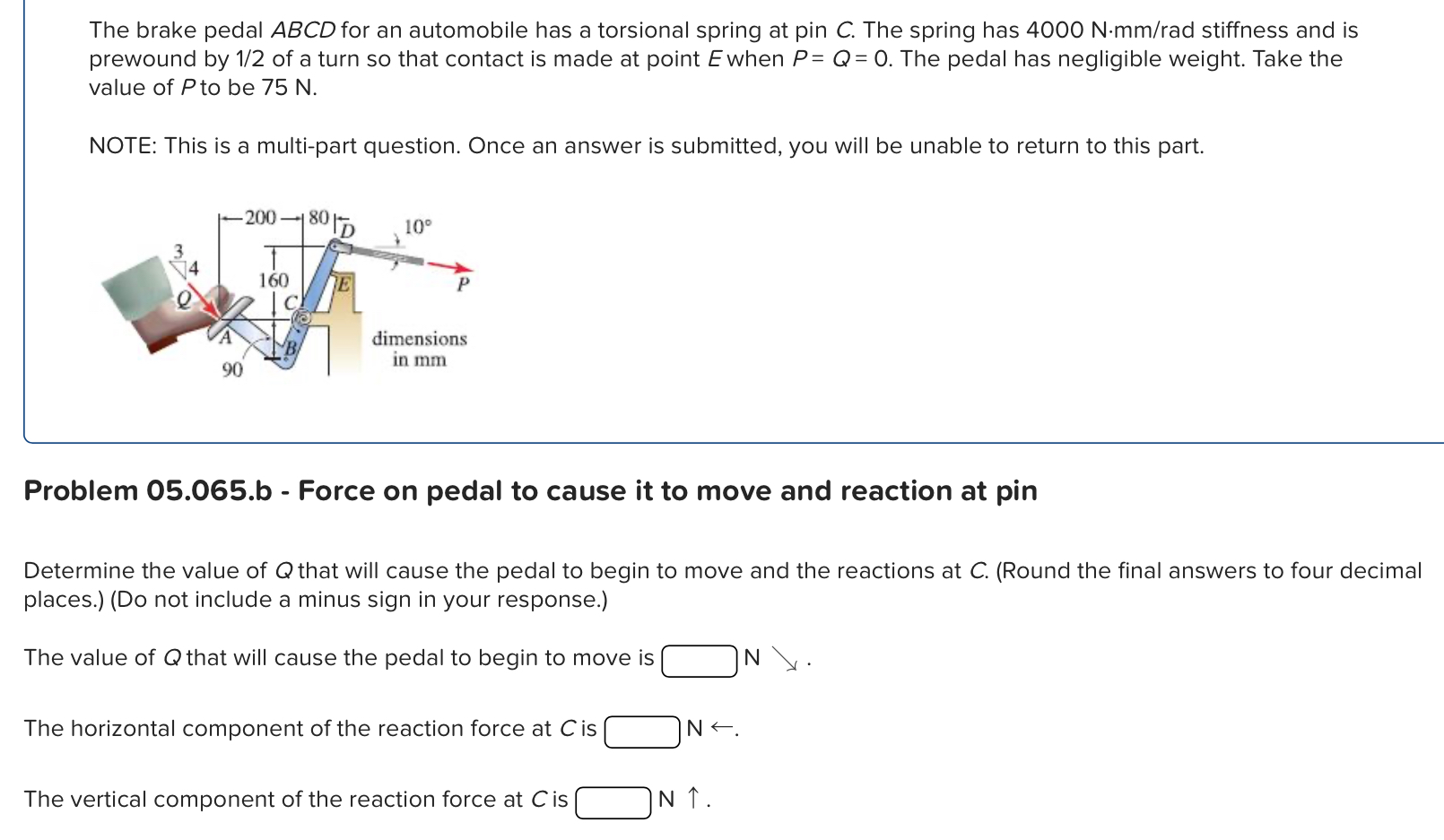 The brake pedal \ ( A B C D \ ) for an automobile