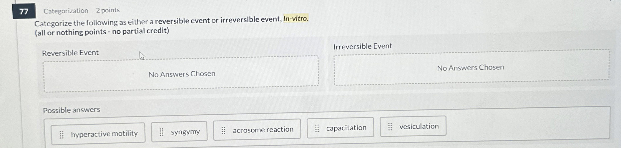 7 7 Categorization 2 points Categorize the