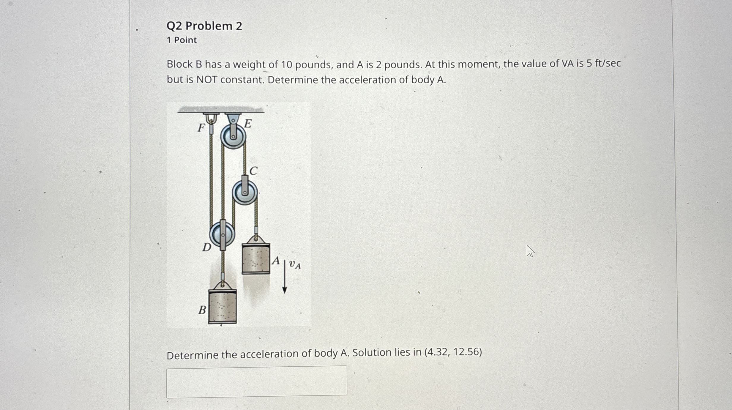 Q 2 Problem 2 1 Point Block B has a weight of 1 0