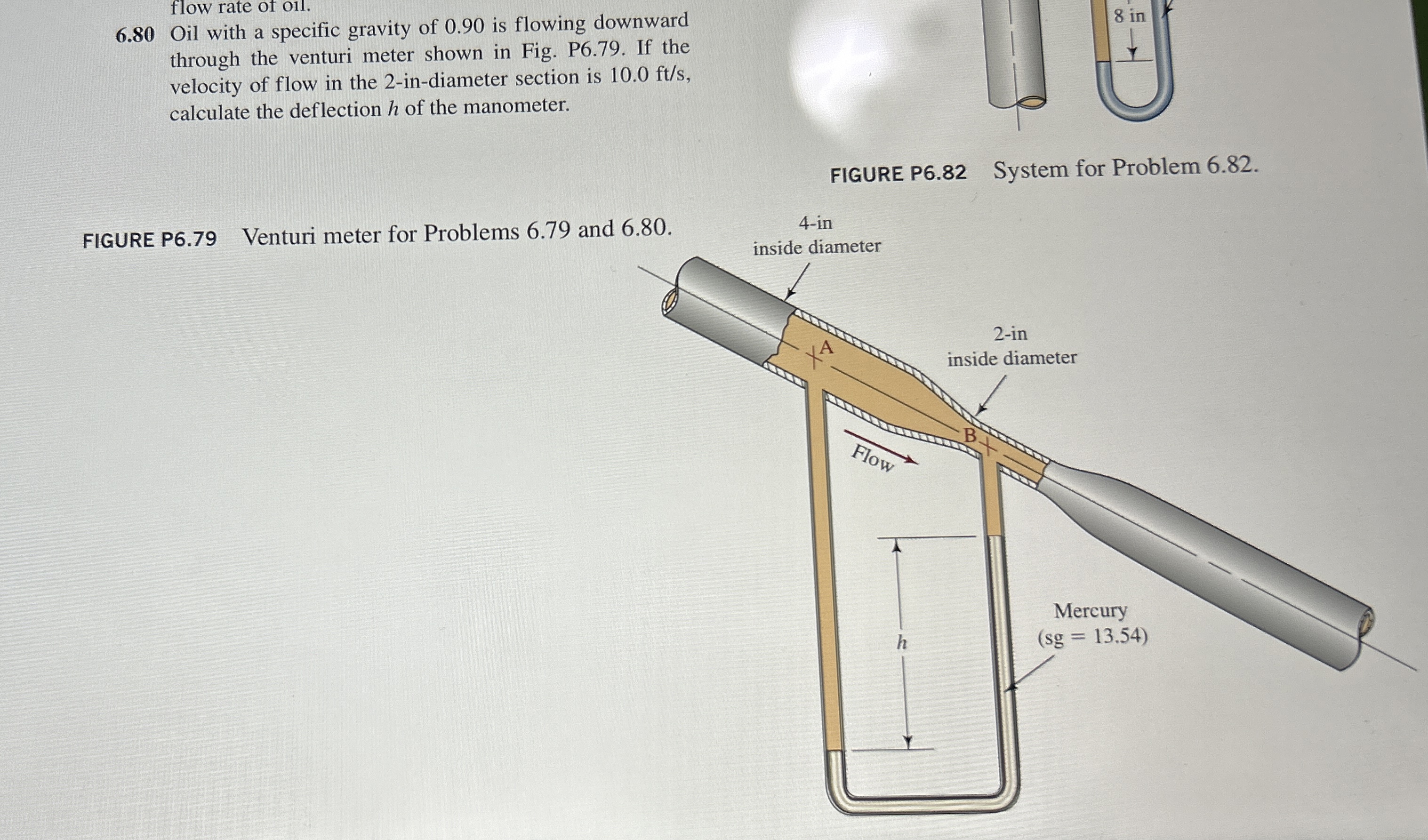 6 . 8 0 Oil with a specific gravity of 0 . 9 0 is