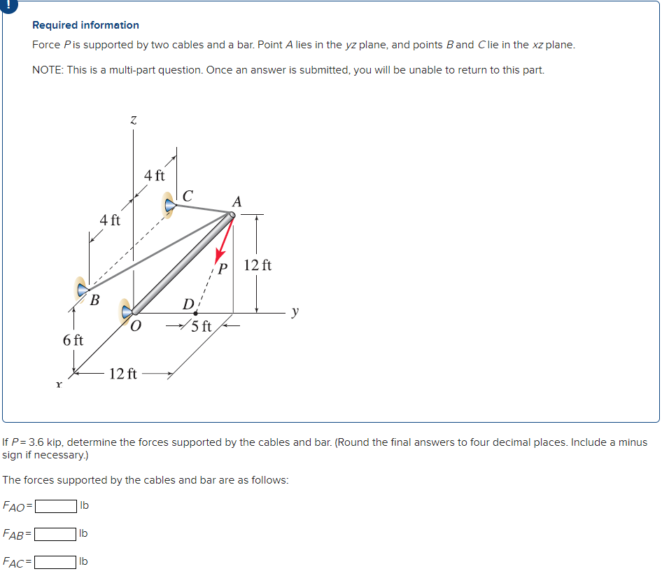 Required information Force P is supported by two