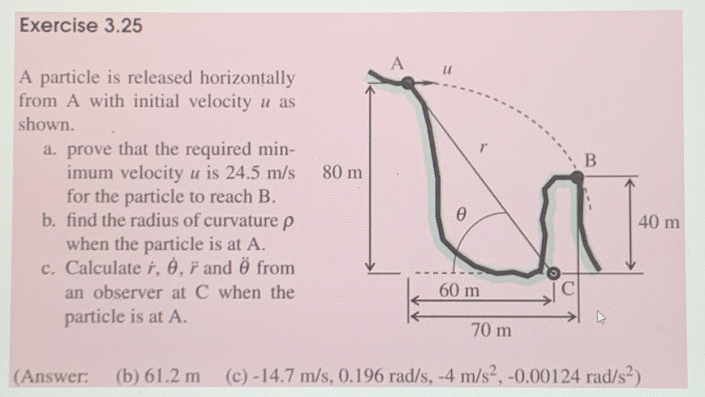 Exercise 3 . 2 5 A particle is released