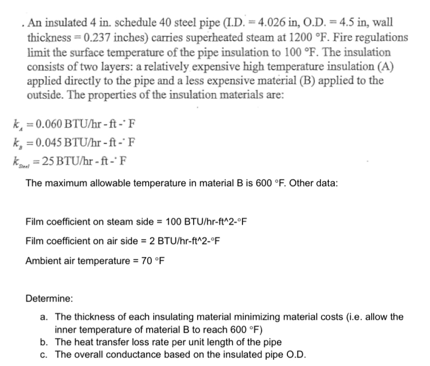 . An insulated 4 in . schedule 4 0 steel pipe ( I