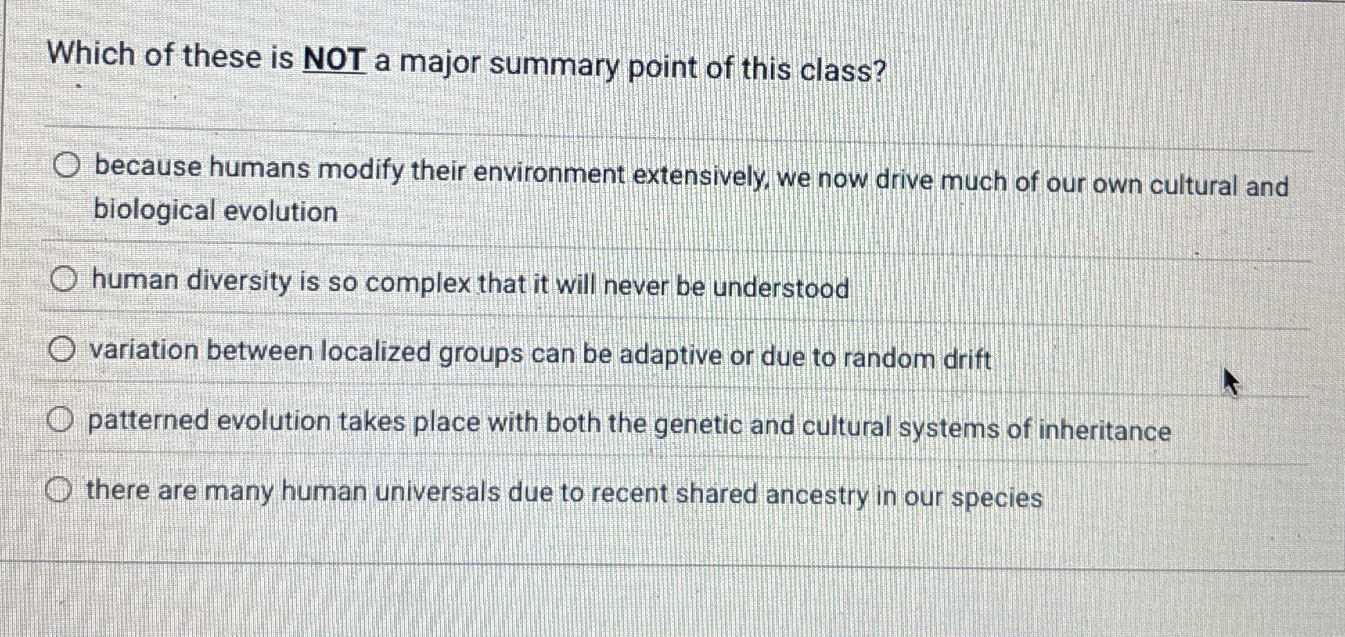 Which of these is NOT a major summary point of