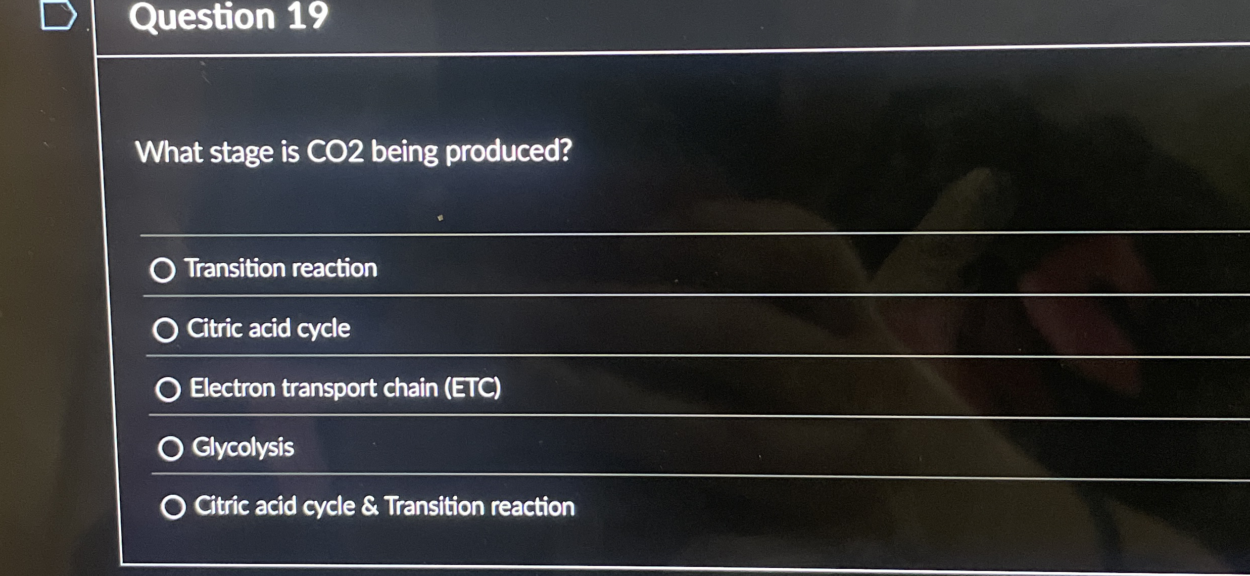What stage is CO 2 being produced? Transition