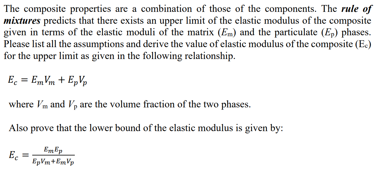The composite properties are a combination of