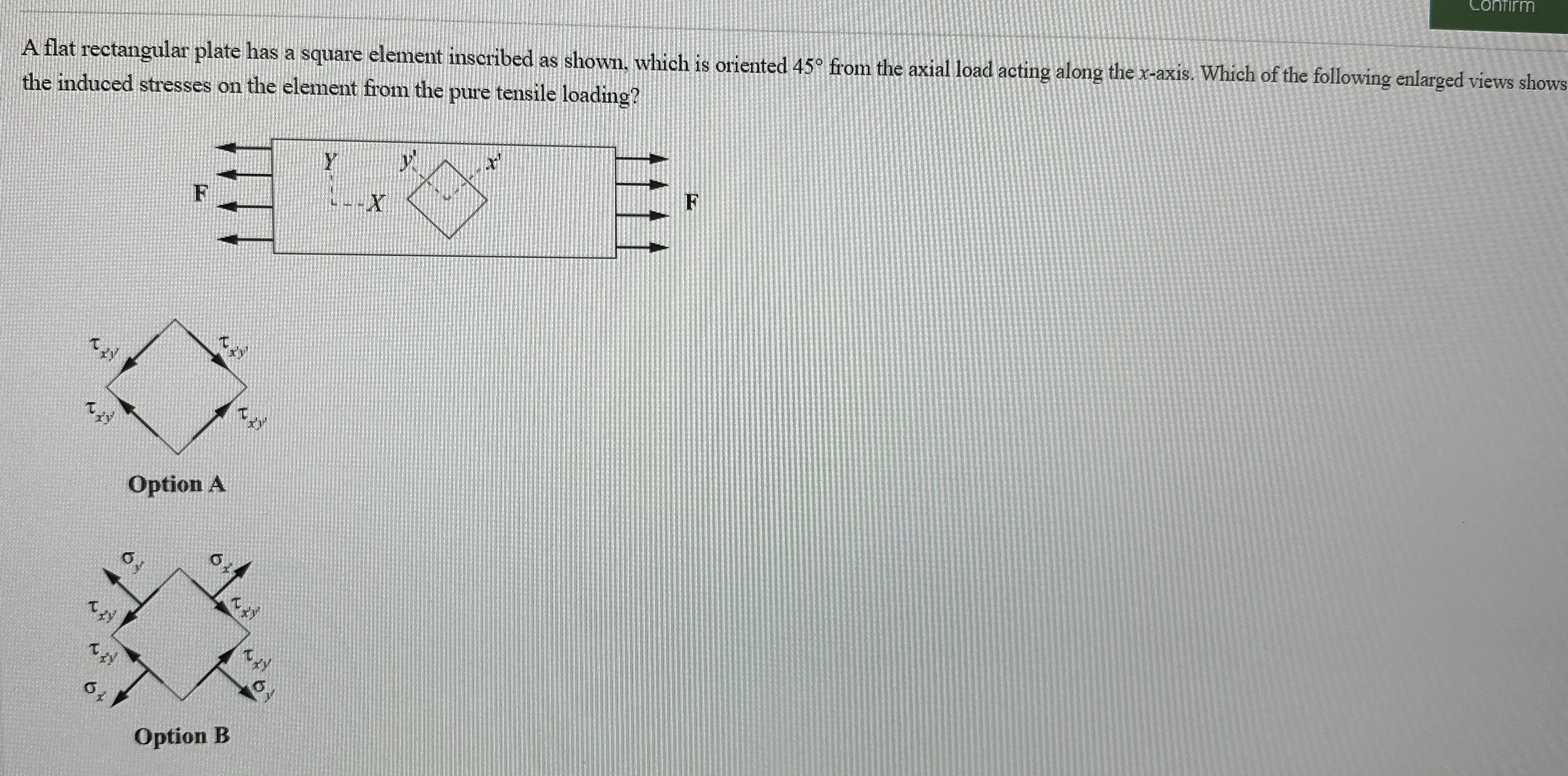 A flat rectangular plate has a square element