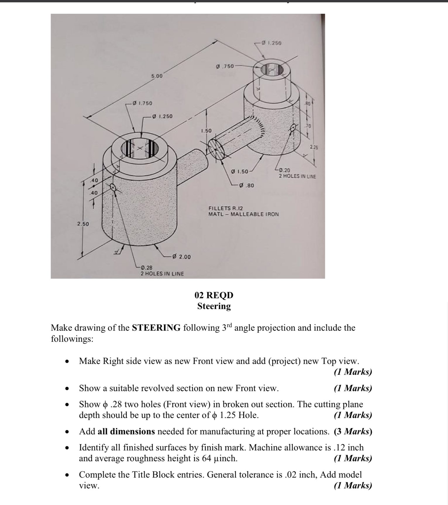 0 2 REQD Steering Make drawing of the STEERING