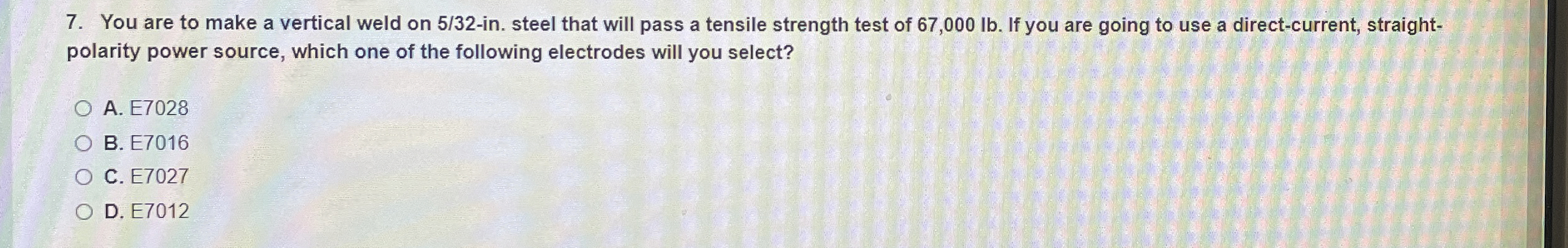 You are to make a vertical weld on 5 3 2 - in .
