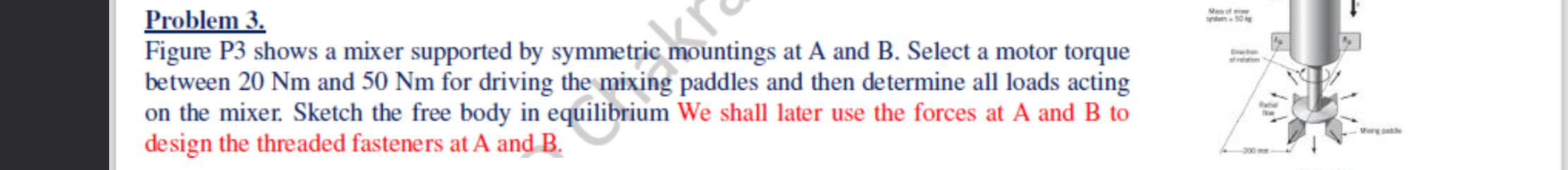 Problem 3 . Figure P 3 shows a mixer supported by