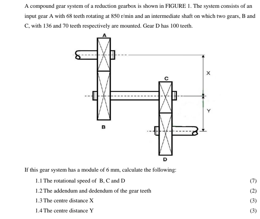 A compound gear system of a reduction gearbox is