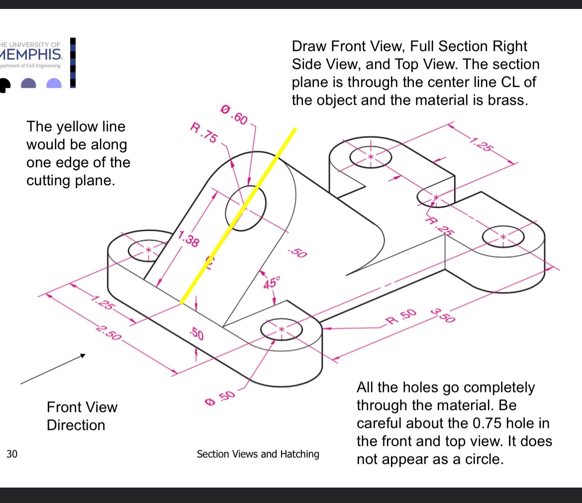 IEMPHIS. Draw Front View, Full Section Right Side