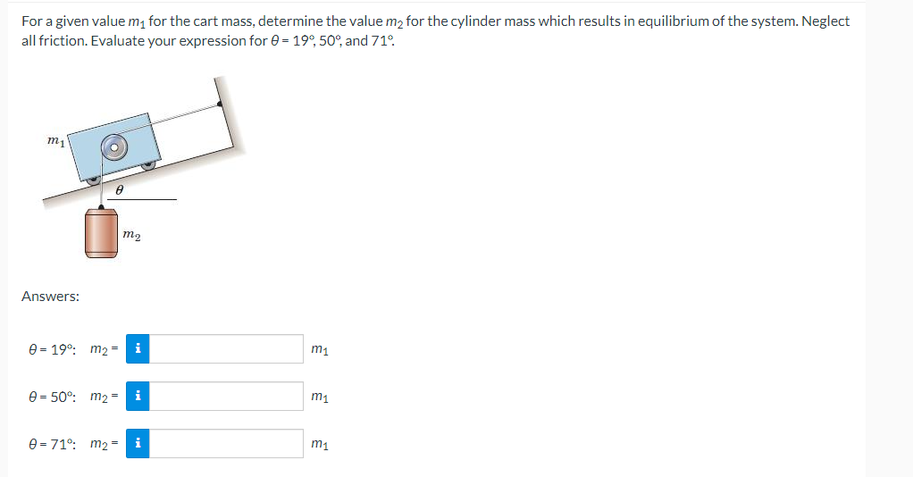 For a given value m 1 for the cart mass,