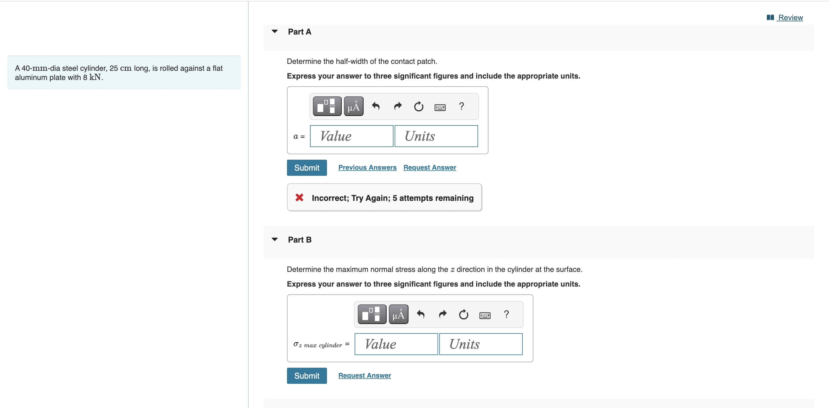 Part C Determine the maximum normal stress along