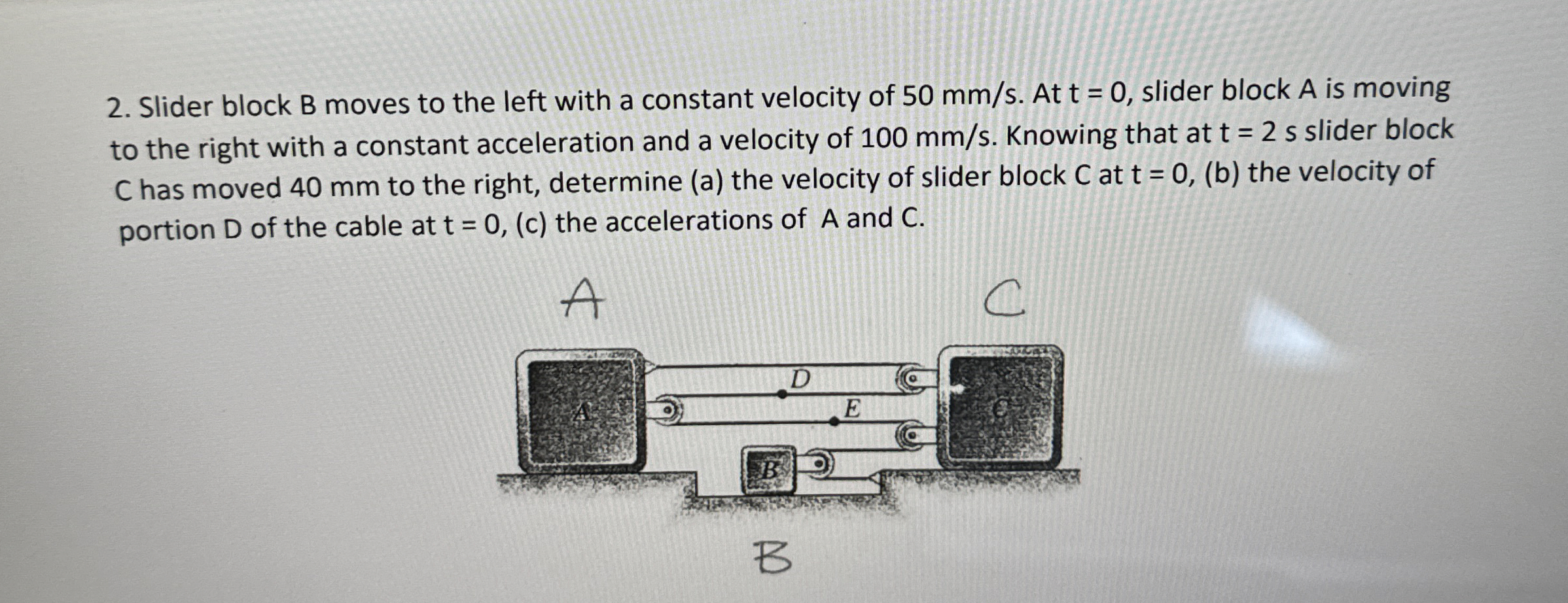 Slider block B moves to the left with a constant