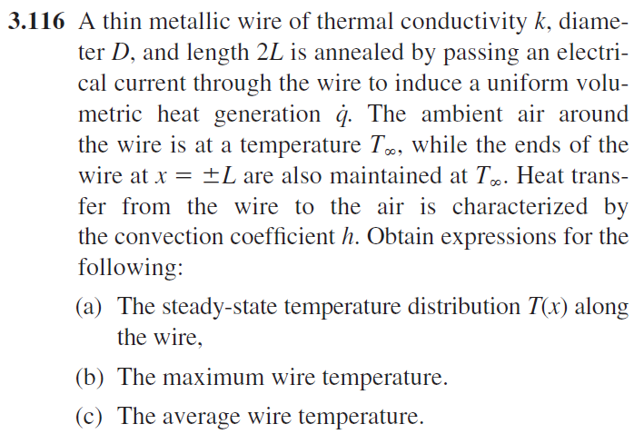 3 . 1 1 6 A thin metallic wire of thermal