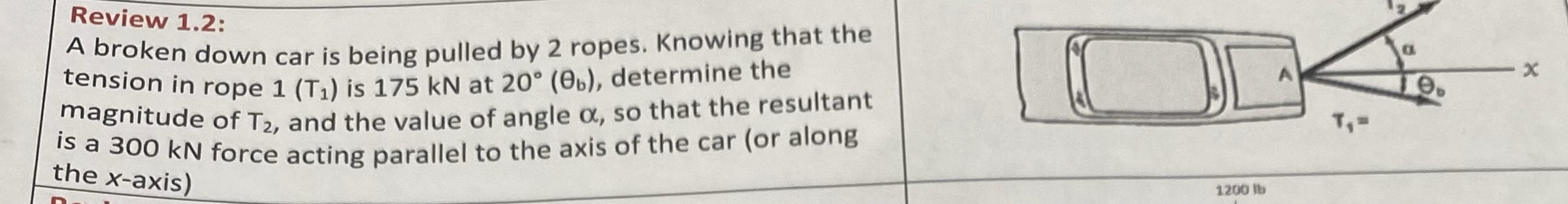 Review 1 . 2 : A broken down car is being pulled
