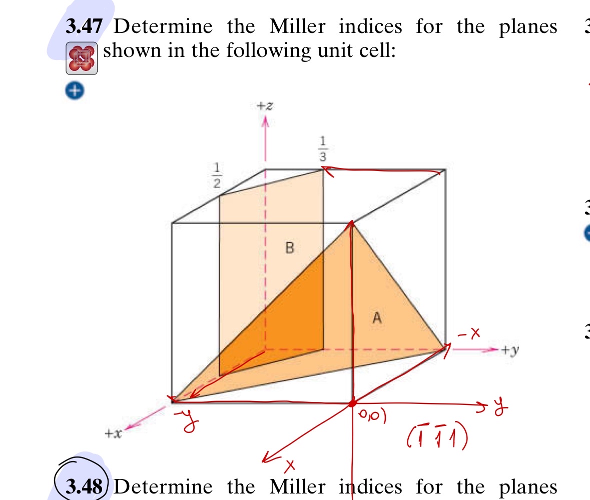 3 . 4 7 Determine the Miller indices for the