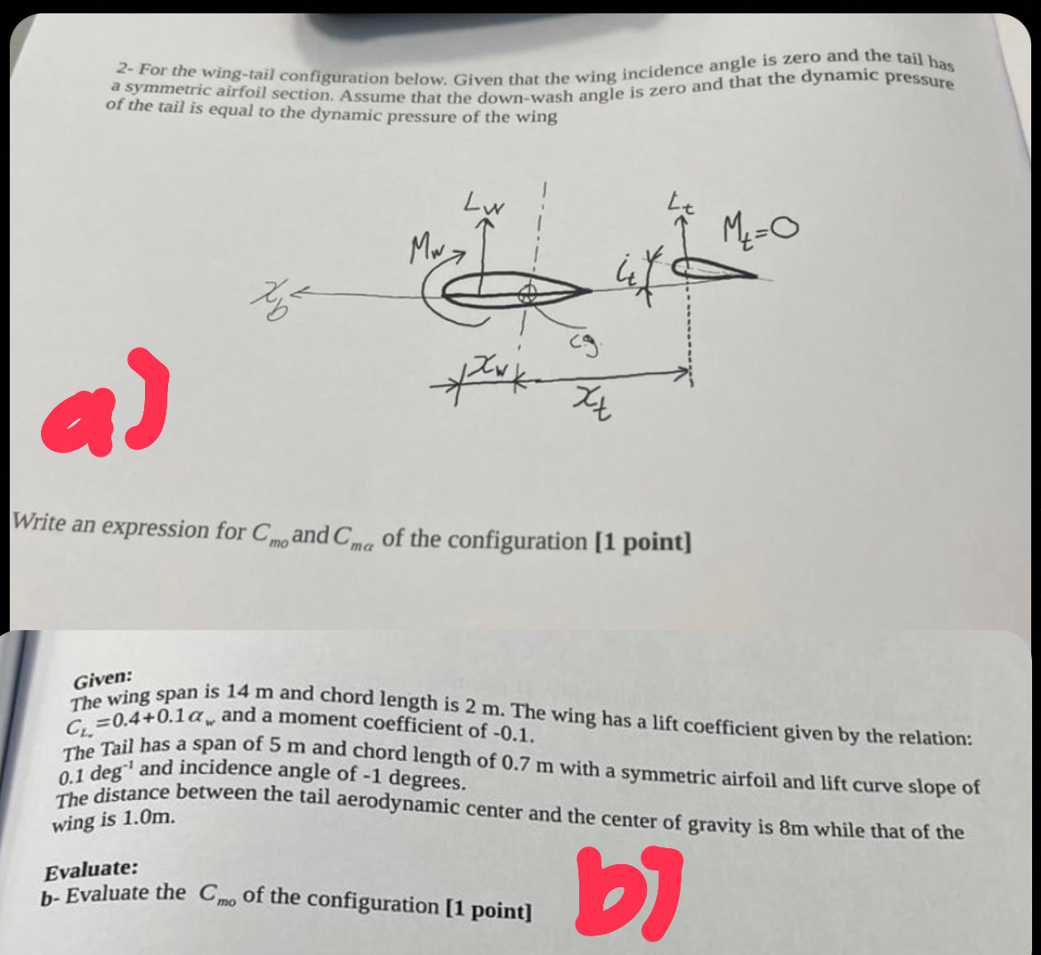 Given: The wing span is 1 4 m and chord length is