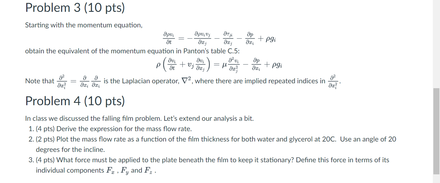 Problem 3 ( 1 0 pts ) Starting with the momentum