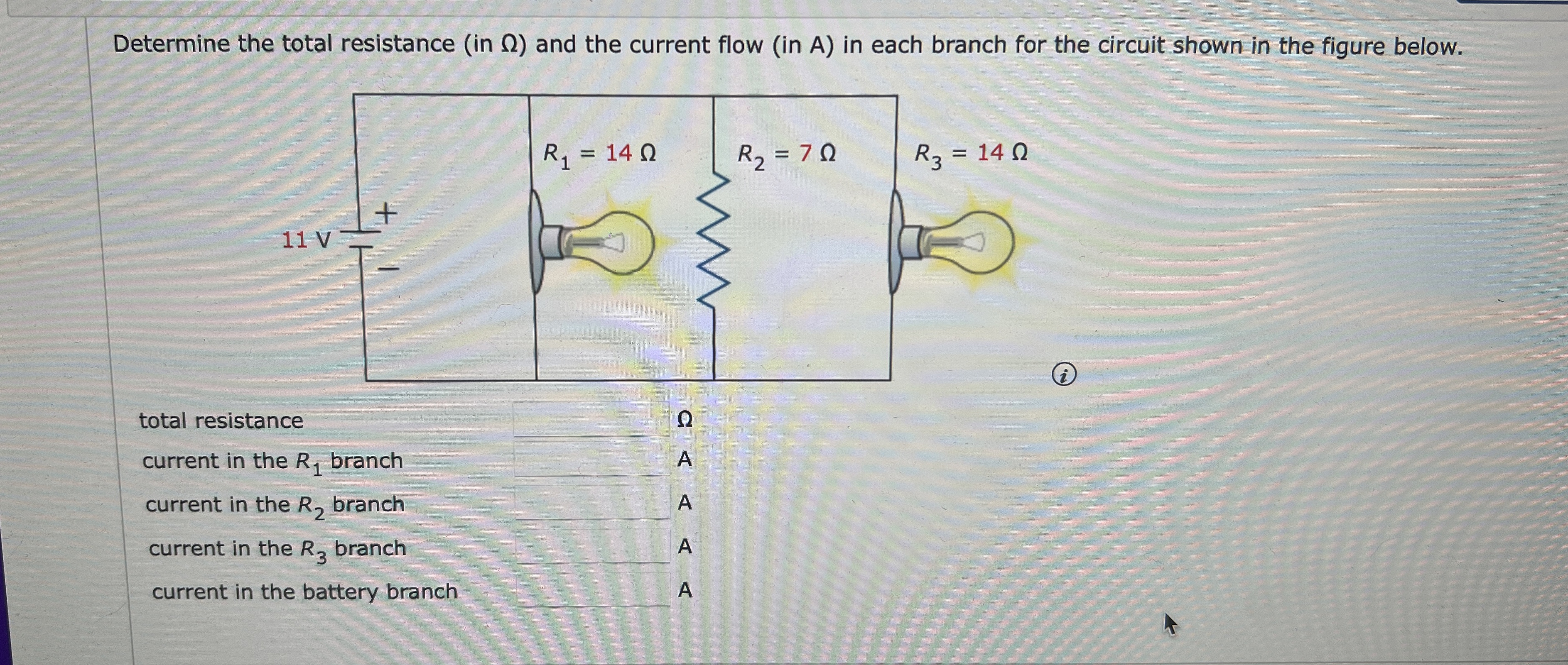 Determine the total resistance ( in ) and the