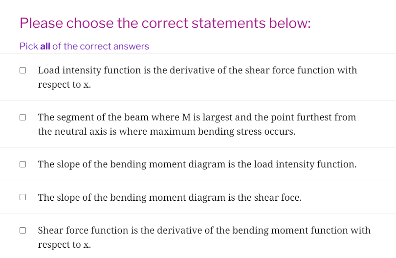 Please choose the correct statements below: Pick