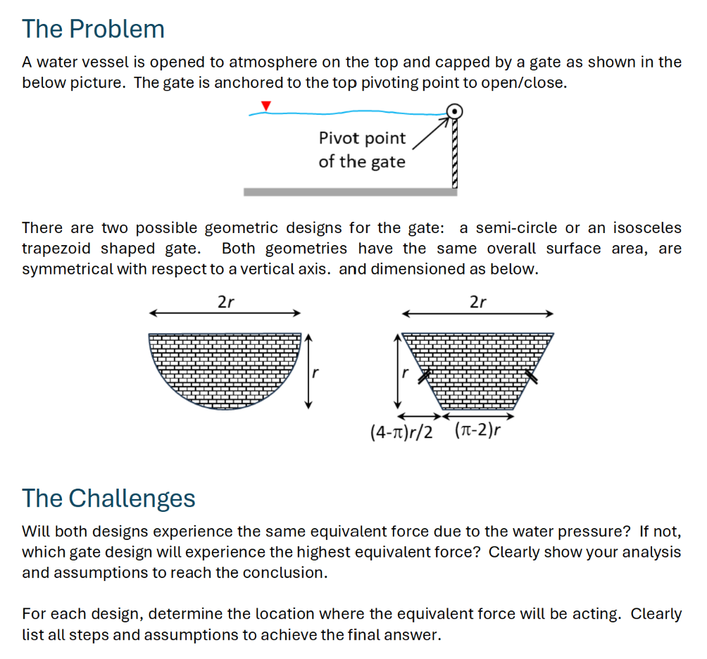 The Problem A water vessel is opened to