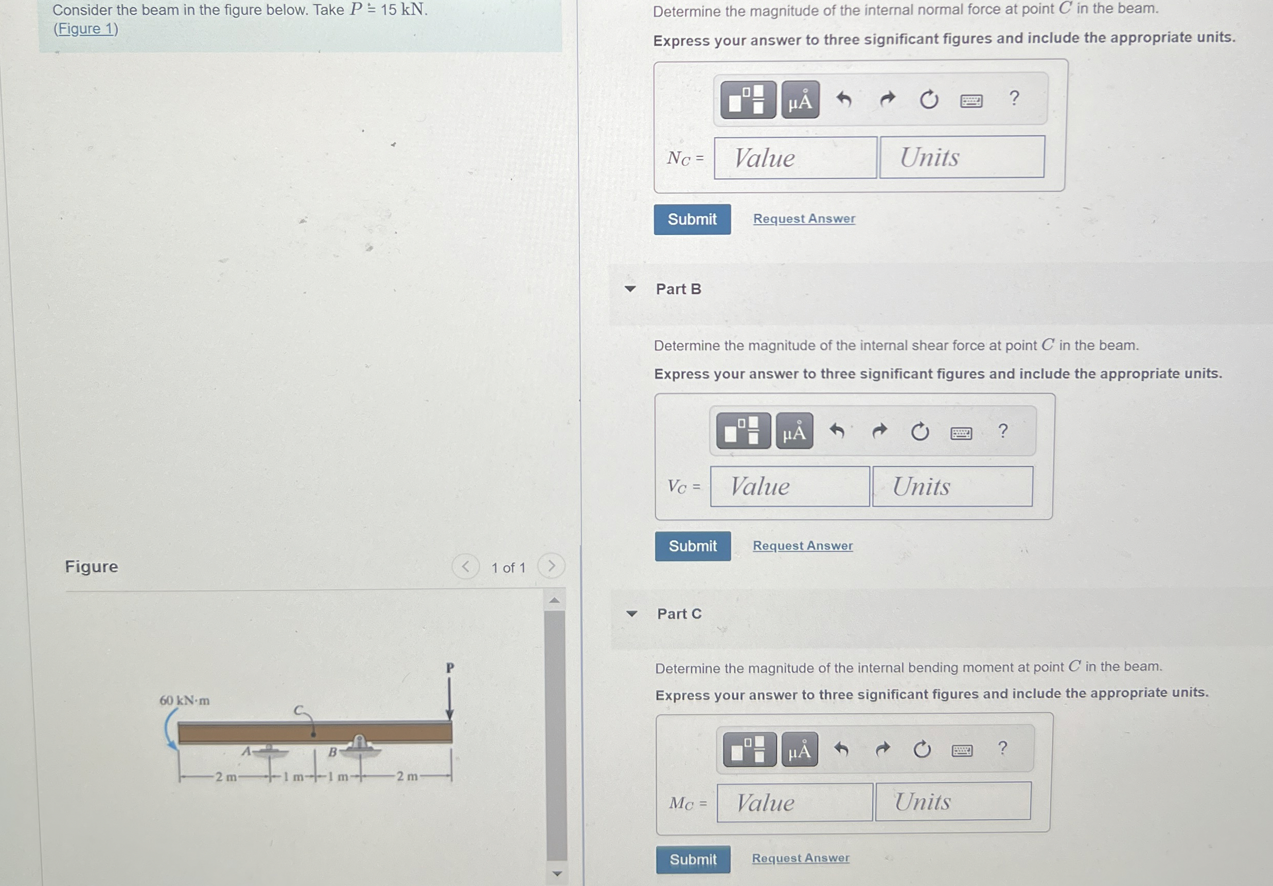Consider the beam in the figure below. Take P 1 5