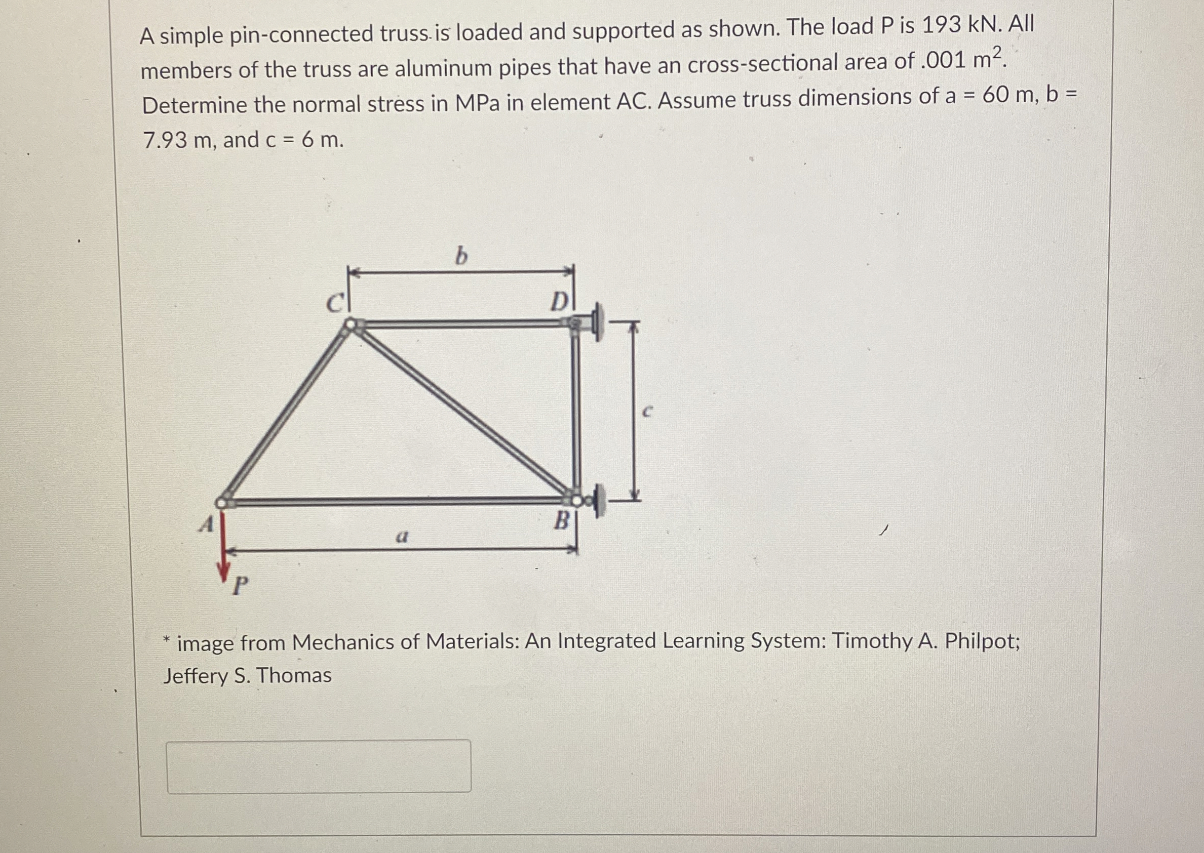 A simple pin - connected truss. is loaded and