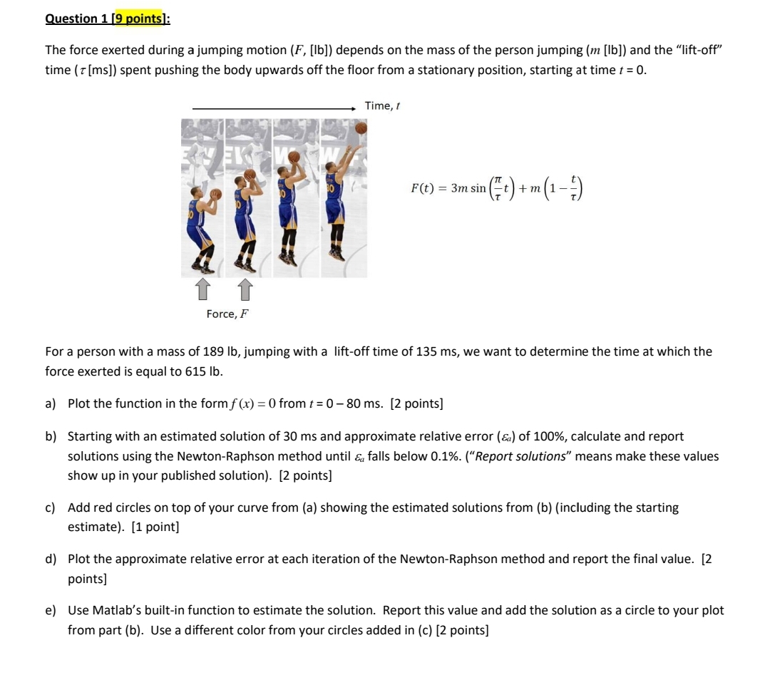 ( the program used for these questions is matlab