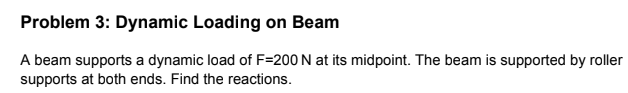 Problem 3 : Dynamic Loading on Beam A beam