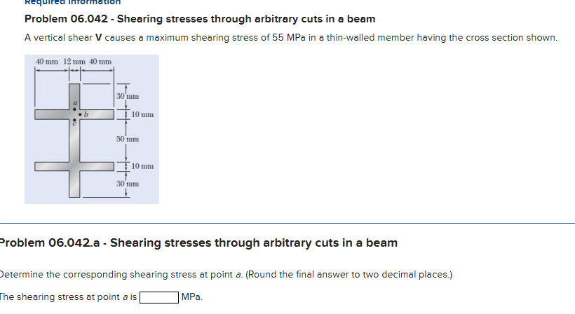 Sroblem 0 6 . 0 4 2 . a - Shearing stresses