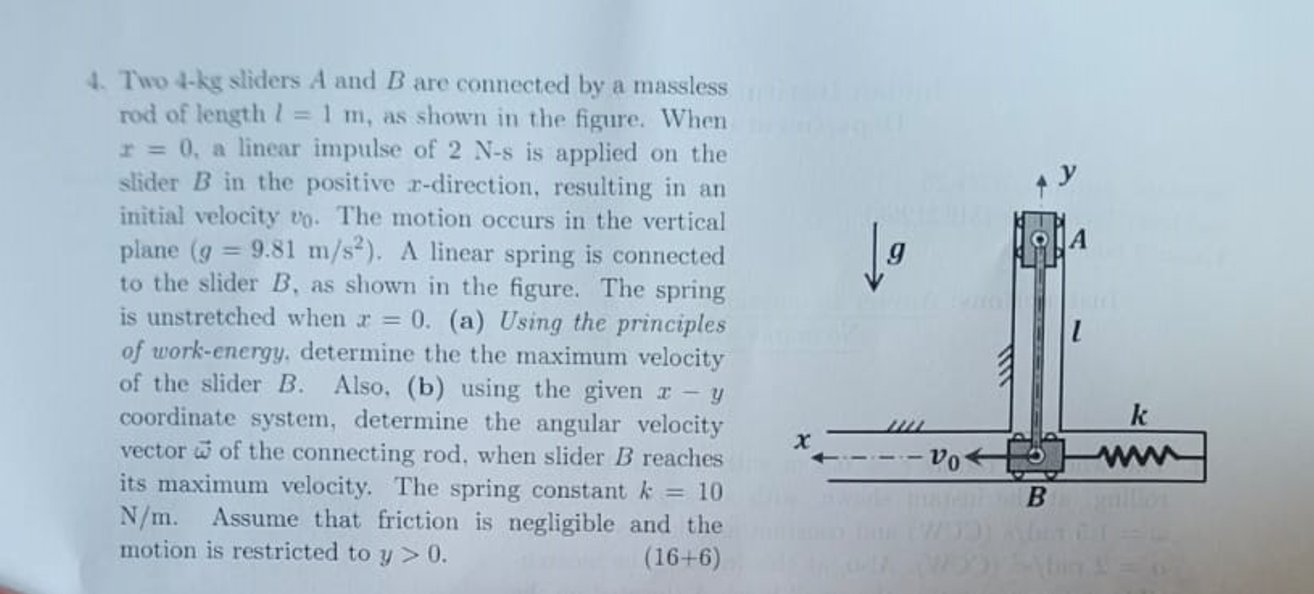 Two 4 - k g sliders A and B are connected by a