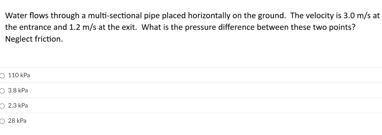 Water flows through a multi - sectional pipe