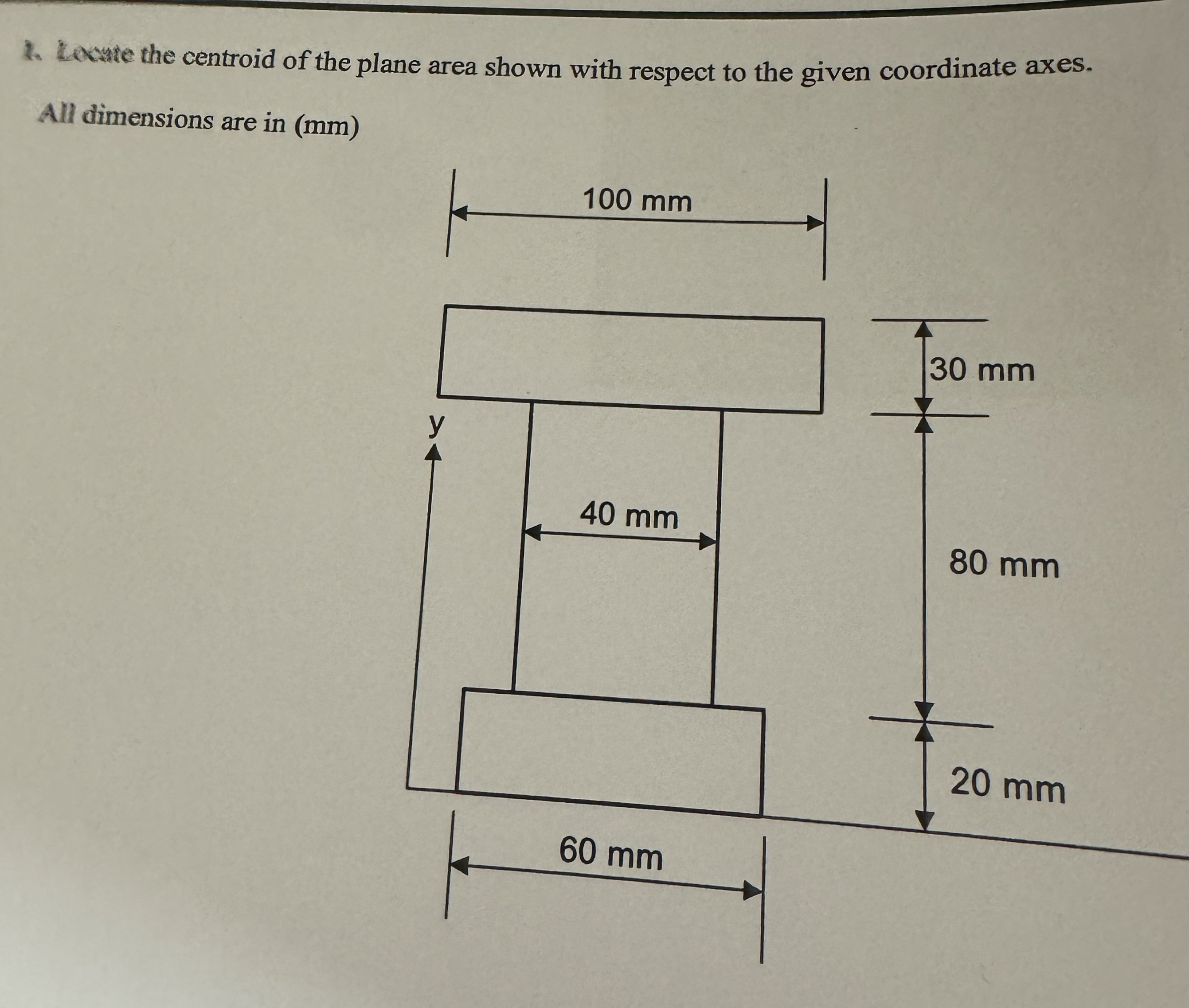 Lonte the centroid of the plane area shown with