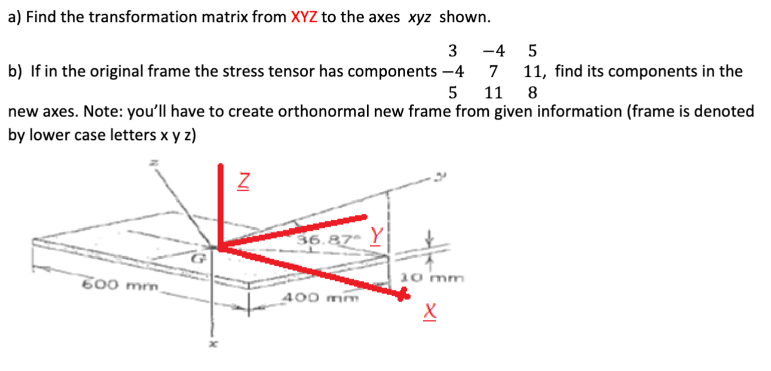 a ) Find the transformation matrix from x Y Z to