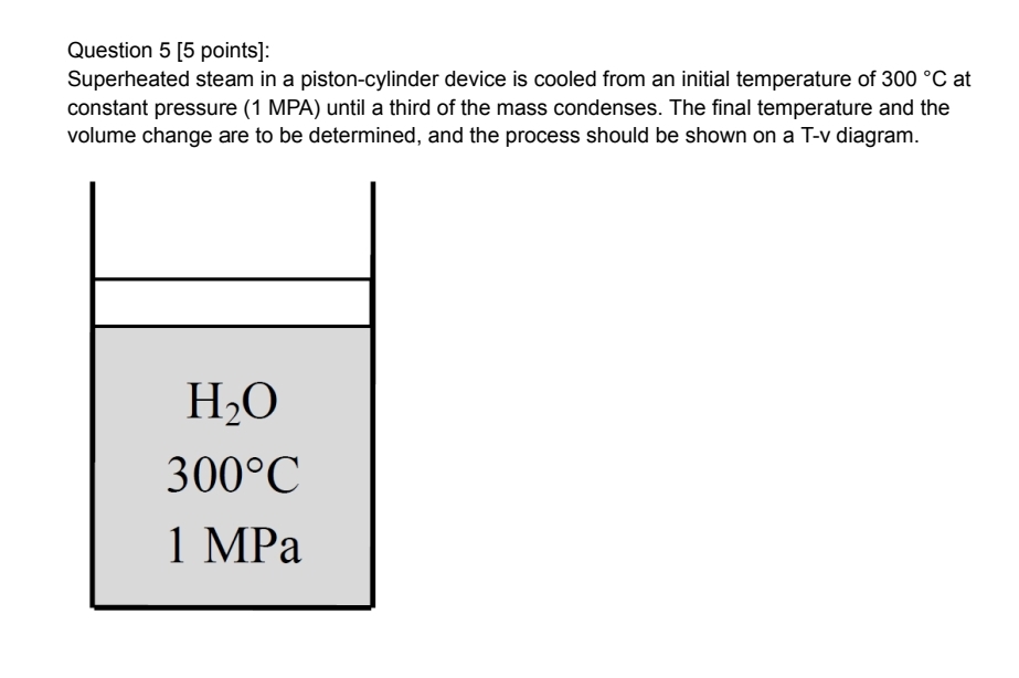 Question points ] : Superheated steam in a piston
