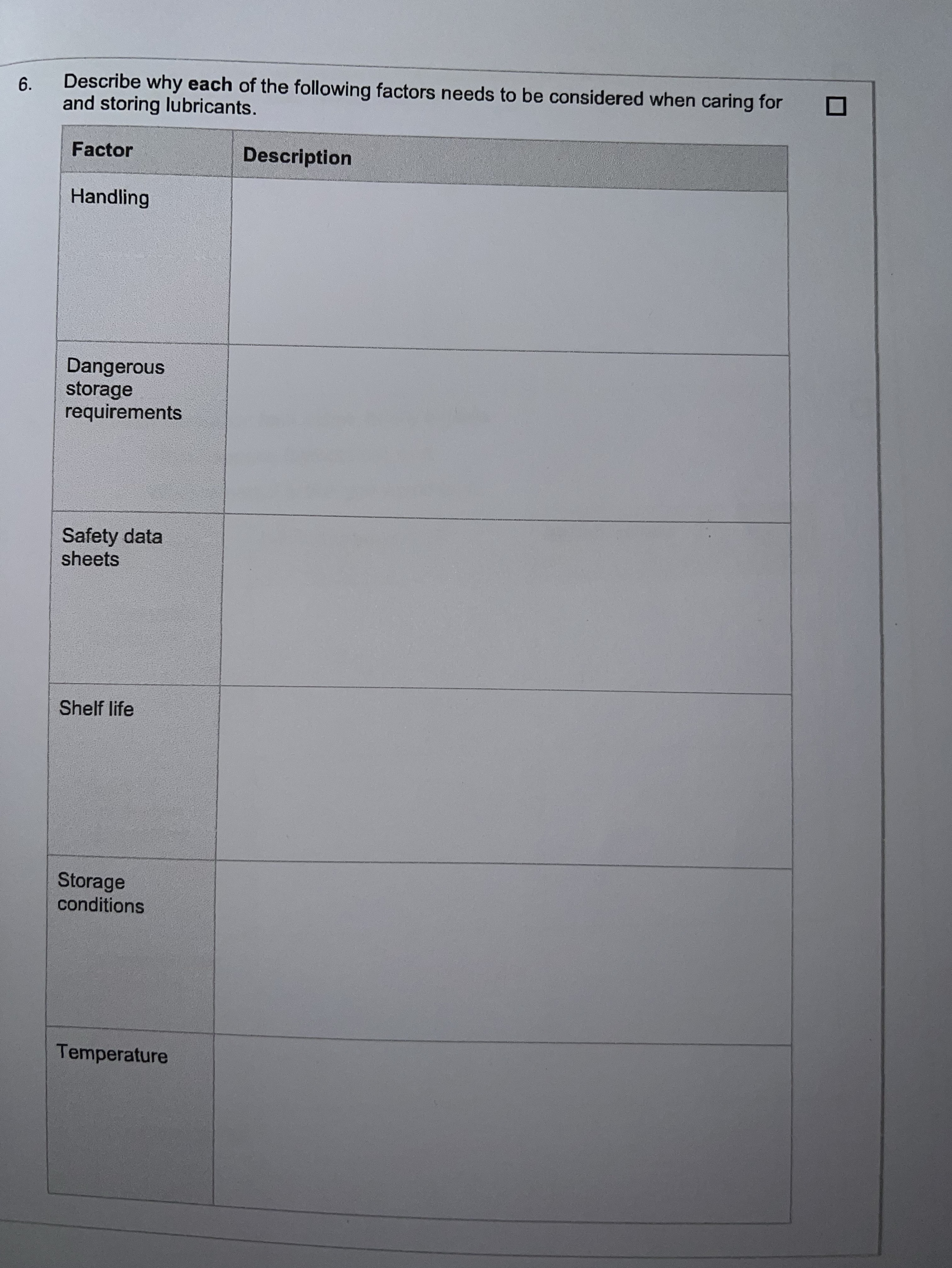 Desribe why each of the following factors need to