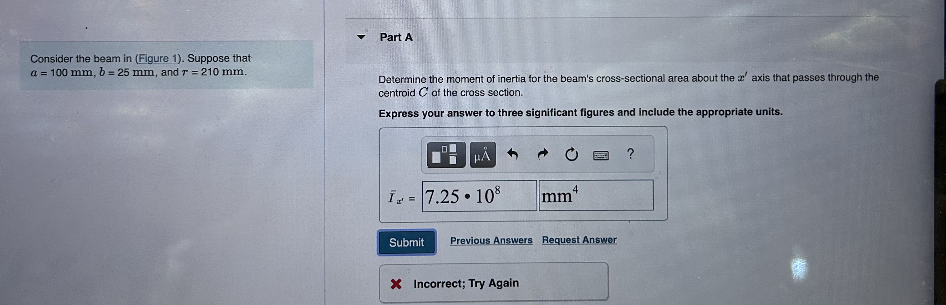 Consider the beam in ( Figure 1 ) . Suppose that
