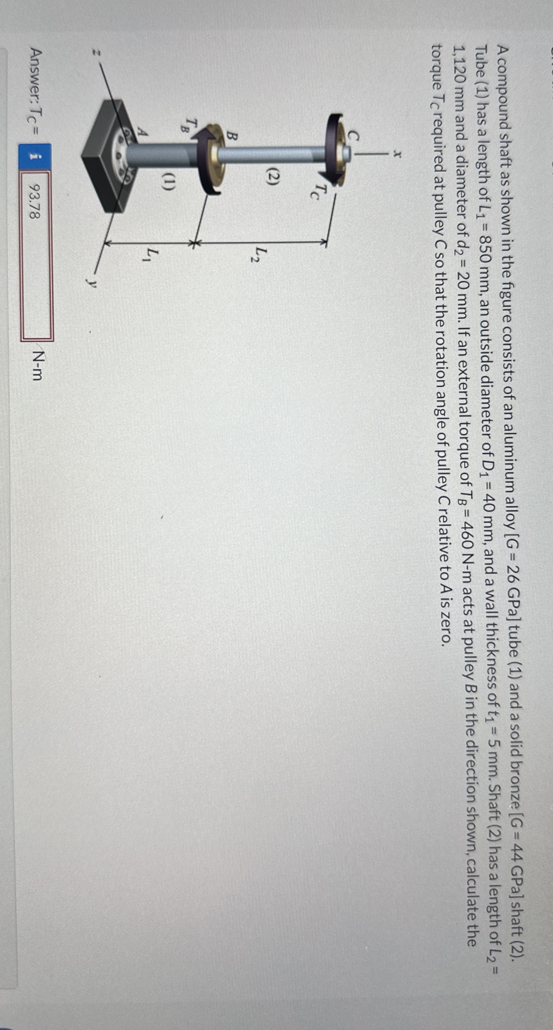 A compound shaft as shown in the figure consists