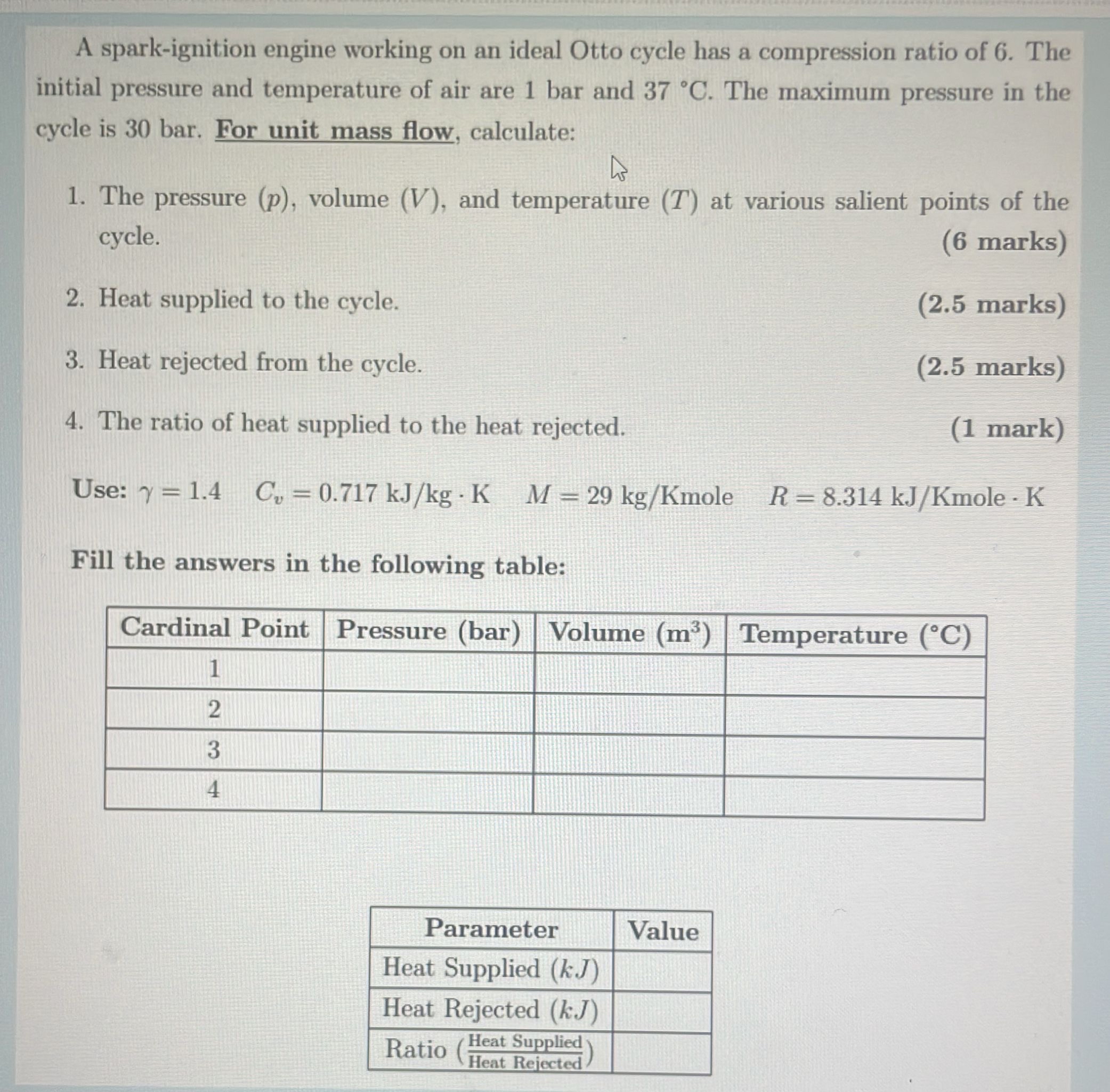 A spark - ignition engine working on an ideal