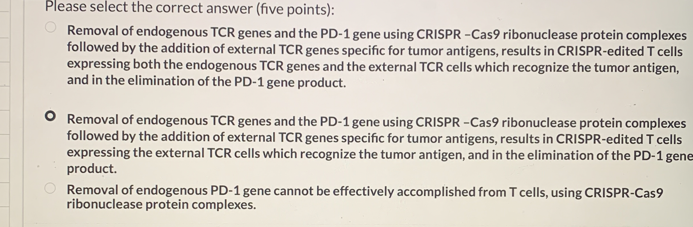 Please select the correct answer ( five points )