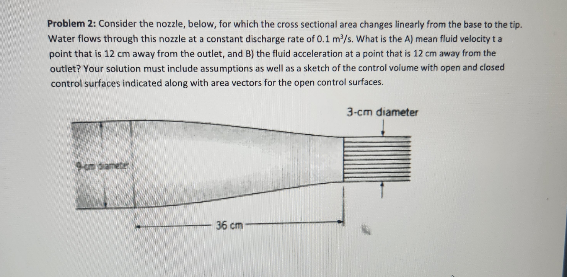 Problem 2 : Consider the nozzle, below, for which