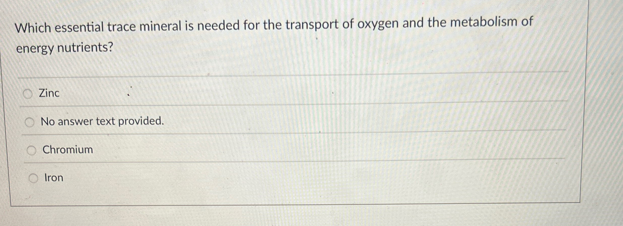 Which essential trace mineral is needed for the