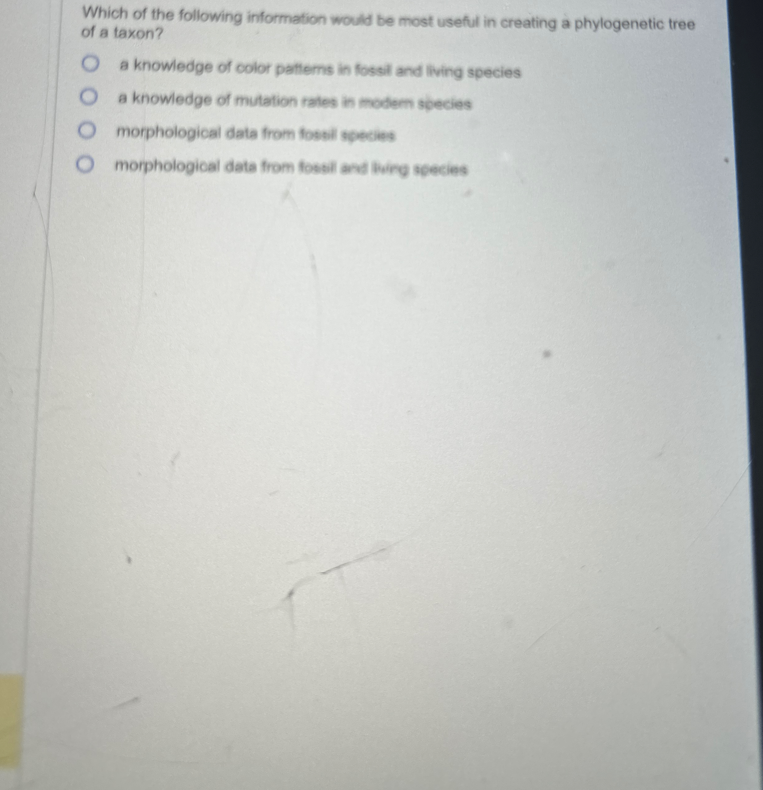 Which of the following information would be most