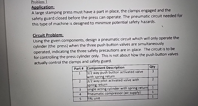 Problam 1 Application: A large stamping press