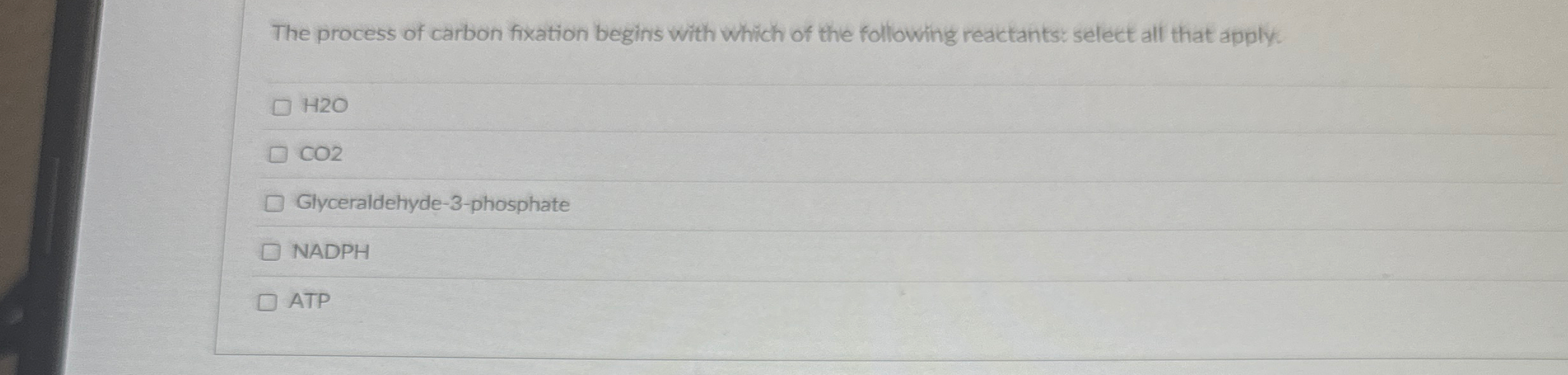The process of carbon fixation begins with which