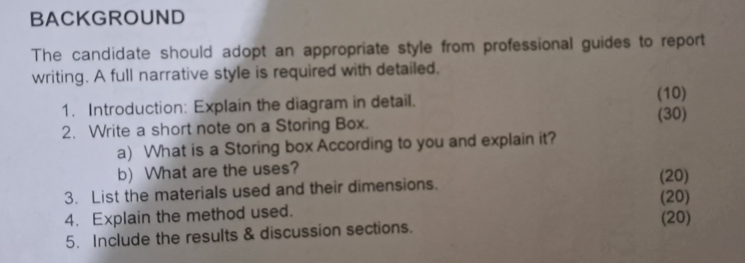 BACKGROUND The candidate should adopt an