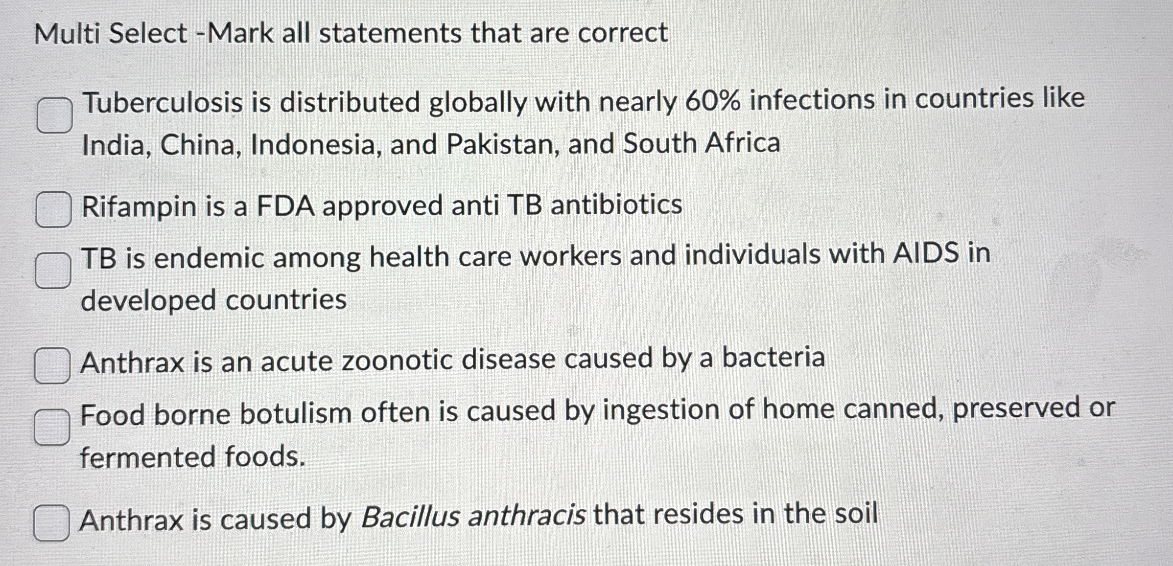 Multi Select - Mark all statements that are