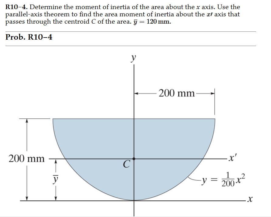 R 1 0 - 4 . Determine the moment of inertia of